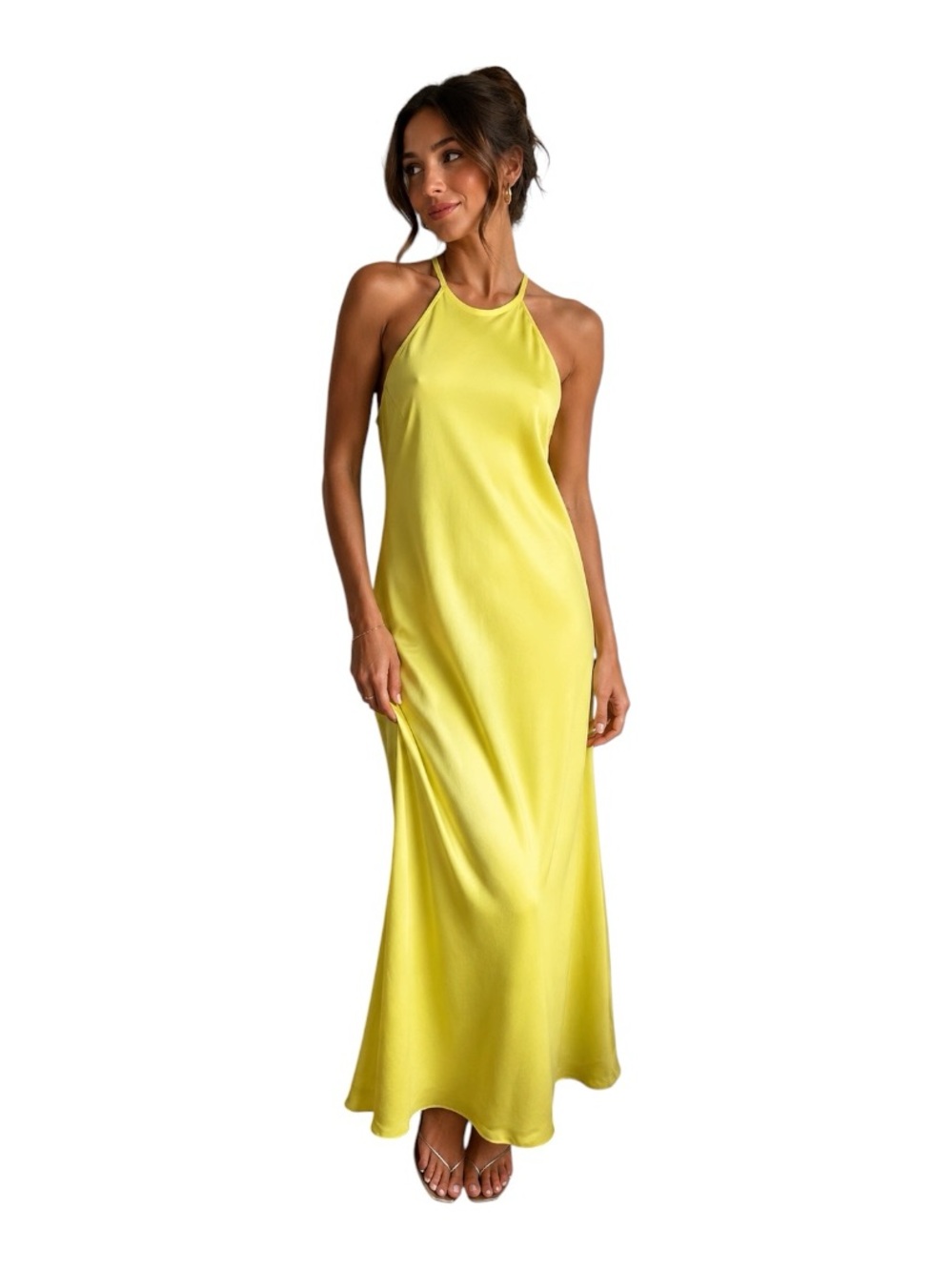 J.Crew Amber Slip Dress in Cupro Blend Pale Kiwi